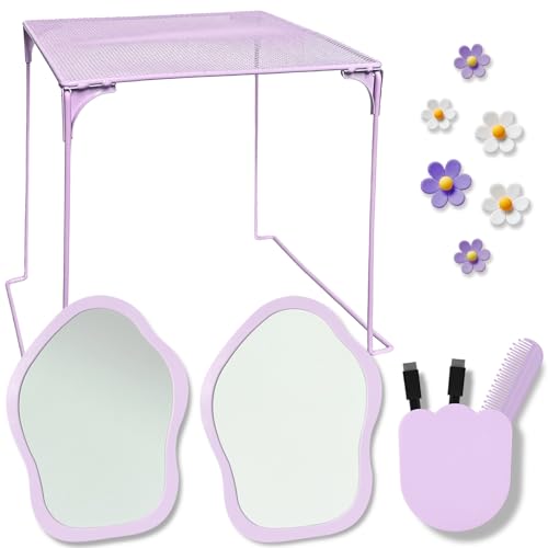 KEYDUACU 12 pcs Girls Locker Accessories, Locker Decorations Including Mirrors, whiteboards, Magnets and organizing Supplies. Ideal for Back-to-School Essentials and The Office (13 pcs-Purple)