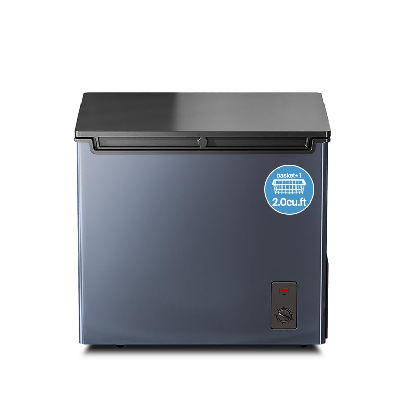 Image of 2.0 Cu.ft Small Chest Freezer, Top Door, Metal, Mini Deep Freezer,Freestanding with Removable Basket, for Home Kitchen Office (BLACK, 2.0Cu.ft)