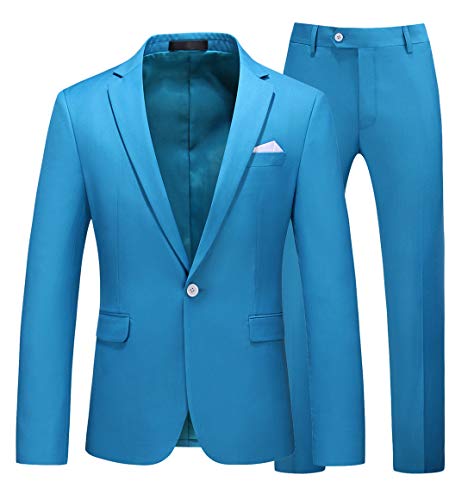 MOGU Men Tuxedo Suit US Size Blazer 44 Pants 40 Turquoise