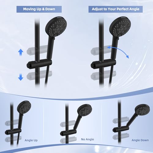 Hibbent Adjustable Handheld Shower Head Holder for Slide Bar, Black - image 3