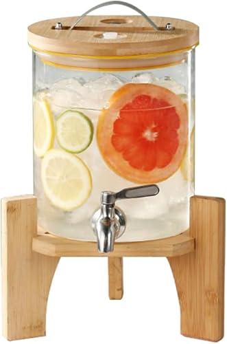Dispensador de bebidas, dispensador de bebidas de vidrio de 1.5 galones con soporte, dispensador de agua de vidrio con espiga, dispensadores de