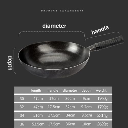 Wok chino de hierro martillado con tapa de madera miniatura 5