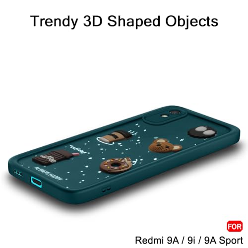 Image of TheGiftKart Back Cover Case for Redmi 9A / Redmi 9A Sport /Redmi 9i / Redmi 9i Sport | Cute Fun Cartoon 3D Bear Coffee Case | Full Camera Protection | Shockproof Back Cover Case (Silicone, Green)