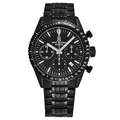 Men's 17000.6177 'Aviator' Black Dial Black Stainless Steel Chronograph Automatic Watch