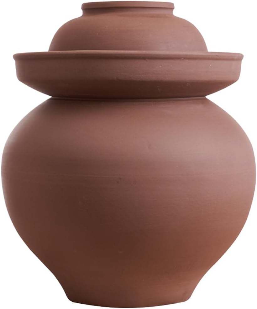 Natural Unglazed Ceramic Fermentation Crock Jar Kit,Sauerkraut Crock, Chinese Porcelain Pickle Jar with Water Seal Airlock Lid,Pickle Jar for Pickling Pickles 6Kg