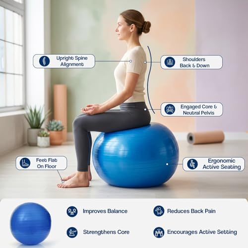 Image of 75 cm Gym Ball for Exercise, Yoga, Fitness, Balance and Workouts