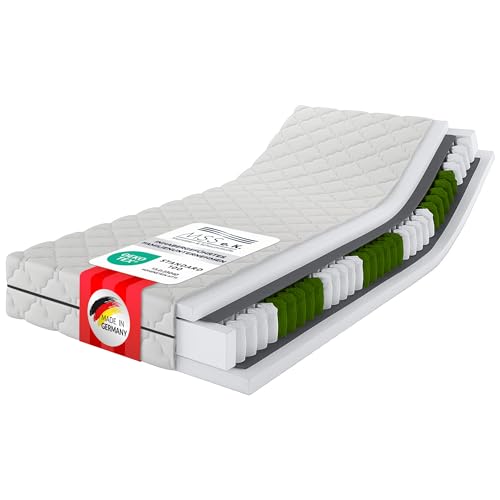 MSS e.K. Tonnentaschenfederkernmatratze Medic Plus | 90x200 cm | Härtegrad H5 | ergonomische 7 Zonen Matratze | Höhe ca. 21 cm| Oeko-Tex Zertifiziert | Made in Germany
