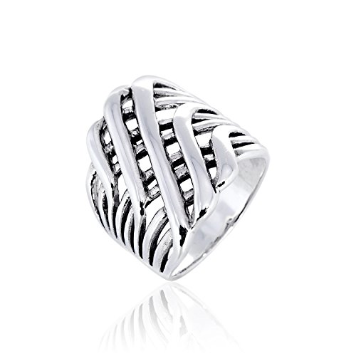 WithLoveSilver 925 Sterling Silber 5 Linien Knoten Flechtwerk Ring