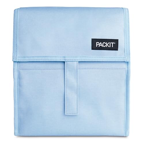 PackIt® Freezable Lunch Bag, Sky Blue, Built with ECOFREEZE® Technology, Foldable, Reusable, Zip and Velcro Closure with Buckle Handle, Designed for Work Lunches and Fresh Lunch On the Go