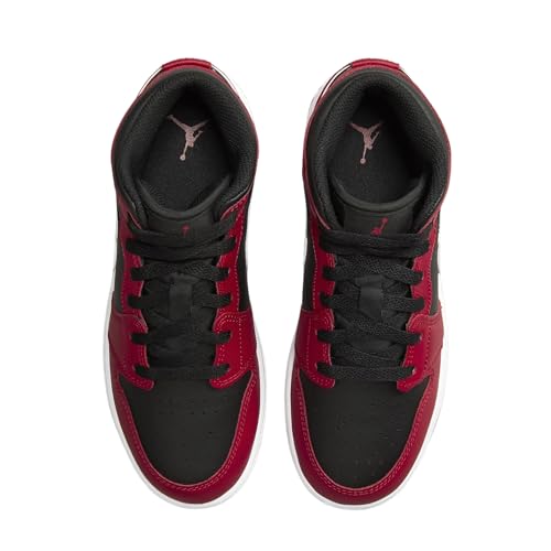 Image of Nike Air Jordan 1 Mid Big Kids' Shoes Black /White-Gym Red (DQ8423 061) Gradeschool GS - Size 6.5