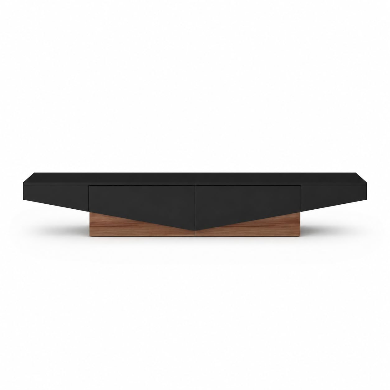 Mueble bajo para televisión Negro con Aspecto de Madera, Mesa de TV de 200 cm con cajones, Moderno Armario de TV con Espacio de Almacenamiento, Mueble bajo para Sala de Estar, Mueble