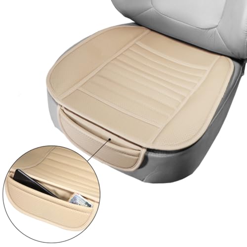 Funda para asiento de coche con gel de sílice y bolsillo de PU beige 7
