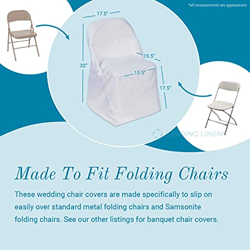 Sparkles Make It Special Leading Linens 10 Pc Polyester Folding Chair Covers - Wedding Reception Banquet Party Restaurant - Ivory #TOP3