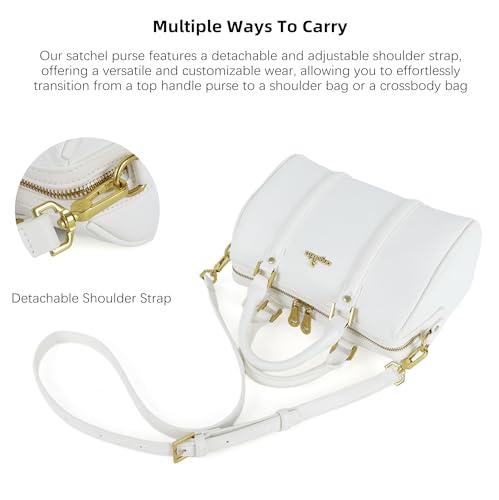 Image of Angel Kiss Women Satchel Purses and Handbags Vegan Leather Boston Barrel Bag Top Handle Shoulder Purse with Crossbody Strap | Vegan Leather