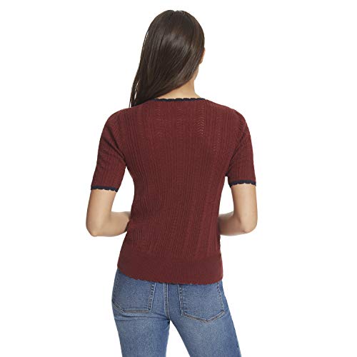 Ella Moss Women's Cordelia Pretty Short Sleeve Sweater, Fired Brick, Large #TOP2