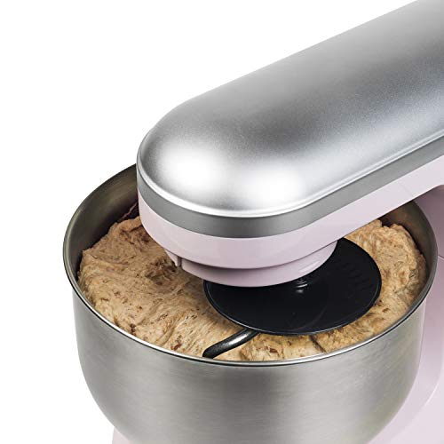 Bestron Küchenmaschine im Retro Design mit Schneebesen, Knethaken und Rührarm, Sweet Dreams, 1200 Watt, Rosa – Bild 4