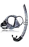 Tilos Spawn Camo Mask Snorkel Set for Spearfishing, Free Diving, Scuba Diving, Snorkeling (Black Cam