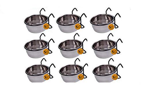 Sage Square Rustproof Stainless Steel Cage Food, Seed, Water Feeder Cum Bowl with Holder clamp for Birds (250ml) (Set of 9) (B08CZJPYLG) Amazon Price History, Amazon Price Tracker
