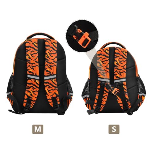 17 Inch Kids Backpack for Girls Boys, Backpack for Boys Elementary School, Tiger Print Orange Black3