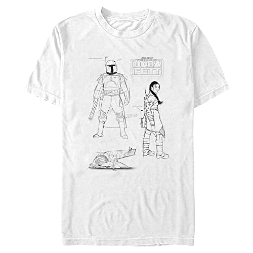 Star Wars Croquis Fett t-shirt graphique avec finitions haut de gamme