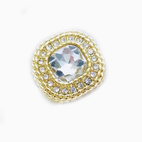 CLYAIYLC 10 botones cuadrados de metal con diamantes de imitación, botones de costura de 21,5 mm