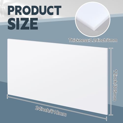 Image of Wonderjune 2 Pcs 1 /4 inch x 12 inch x 24 inch White Acrylic Sheet Translucent Acrylic Sheet 1 /4 Inch Plastic Sheets for DIY Projects, Laser Cutting & Engraving Friendly