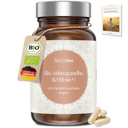 BACKLAXX® Bio-Ashwagandha - KSM-66® Premiumrohstoff - original indische Schlafbeere - natürlich, vegan, hochdosiert