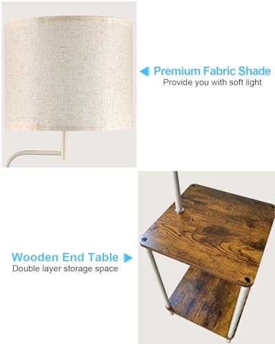 Image of Lightdot 56 inch Floor Lamp with Table & Storage Bag, Dimmable Corner End Table Lamps with 350 Rotatable Fabric Lampshade, Mid Century Floor Lamps for Living, Room Bedroom, Office, E26 Bulb Include-White
