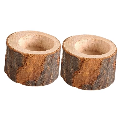 Alipis 2 Piezas Soporte de Vela de Madera Rústica Portavelas para Bodas y Decoraciones de Cumpleaños Soporte para Vela Tealight de Diseño Retro para Romántico y Elegante