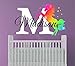 Girls Nursery Rainbow Unicorn Personalized Custom Name and Initial Wall Decal, Decor Wall Stickers for Babies (Medium)