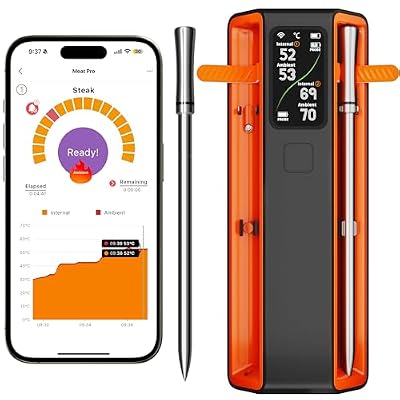 Smart Bluetooth Wireless Meat Thermometer Digital,2 Pcs Probe & LCD Screen for Grill,BBQ,Smoker,Air Fryer,Kitchen, Oven,Perfect for Turkey,Steak,Chicken