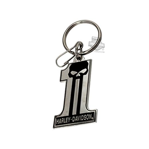 Harley-Davidson ハーレーダビッドソン1スカルエナメルキーチェーン クローム&ブラック。