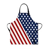 American Flag Stars and Stripes Apron with Pocket – Adjustable Kitchen Bib for Men & Women | Cooking, BBQ, Baking Gift