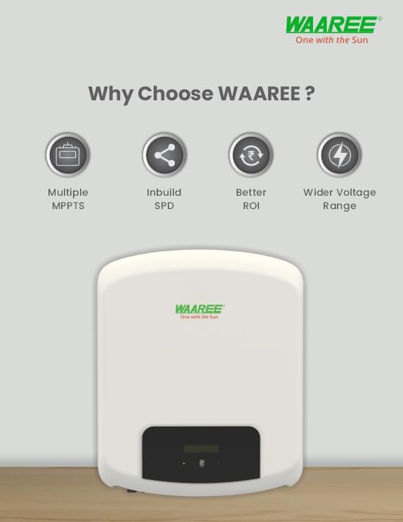 Image of WAAREE 4.5 kW Single Phase On-Grid Solar Inverter || High Efficiency, Smart MPPT, and Reliable Performance for Home & Commercial Use || Compact Design || MPPT Technology || LCD Touch
