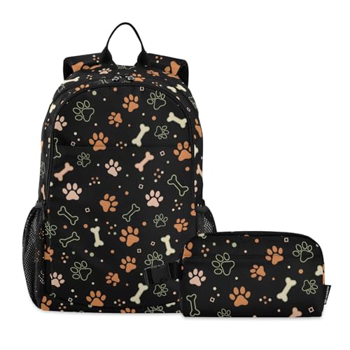 KUEJOP Mochila infantil xadrez branca preta padrão mochila escolar com lancheira, Multicolor03, One Size
