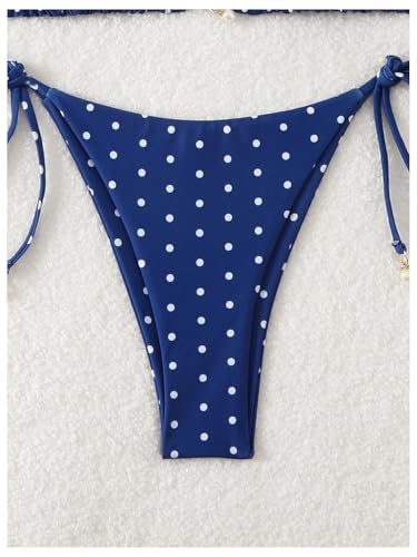 Image of SOLY HUX Women's Polka Dots Print Bathing Suit Halter Triangle Tie Side Bikini Sets Two Piece Swimsuit