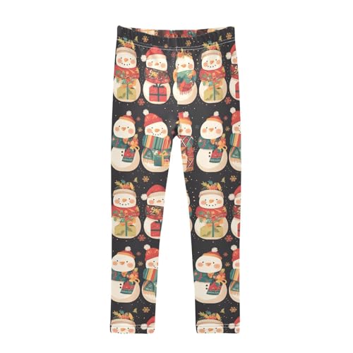 KLL Black White Christmas Snowman Toddler Girls' Athletic Leggings Fashion Full Length Athleisure Pants Exercise