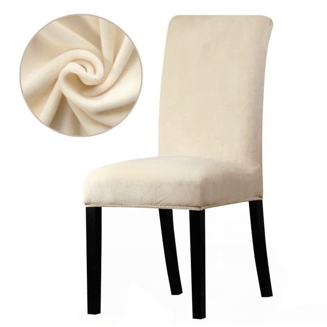 Housse de chaise extensible en velours sable protection totale accoudoirs et oreilles
