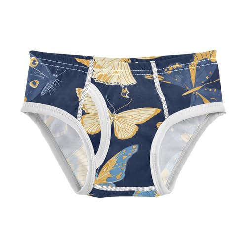 KLL Blue and Yellow Butterflies Toddler Boys Comfort Training Underwear Breathable Children Undies