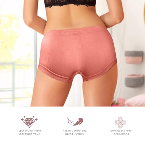 Alyce Ives Womens Seamless Boy Short Panties, Boyshort Boxer Briefs-12 Pack3