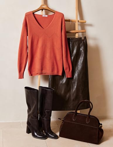 Image of Zeagoo Womens Sweaters Fall Trendy Casual Long Sleeve Shirt Lightweight V Neck Off Shoulder Crochet Pullover Top Outfit