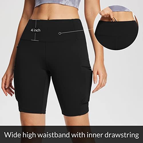 Pantaloncini Ciclismo Donna Imbottiti 3/4 - Vita Alta UPF 50+ Con Tasche - Foto 3