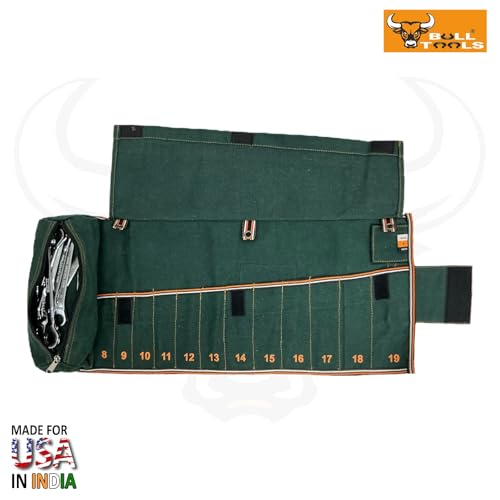 Image of Wrench Organizer Roll-Up Pouch, 12+1 Pockets, Recycled Canvas Tool Roll