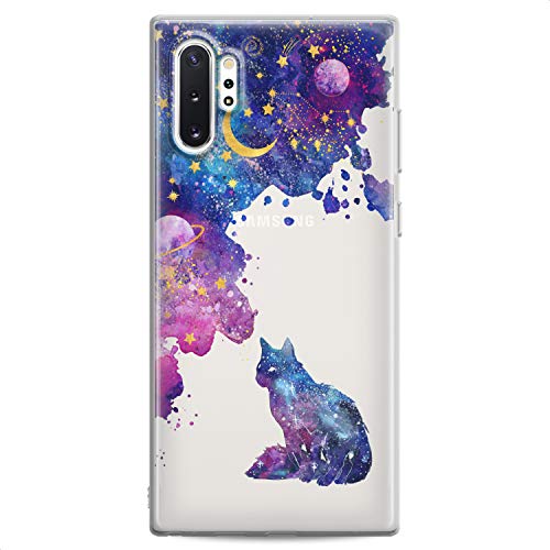 Cavka TPU Case Replacement for Samsung Galaxy J8 J7 Max Cover J6 Plus J5 J4 J3 Pro J2 Galaxy Soft Colorful Abstract Pattern Purple Stars Clear Cat Print Design Flexible Silicone Slim fit Cute Moon