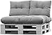 normani Palettenkissen Set Sofa Sitzkissen mit Rückenkissen Outdoor Palettenauflagen (Sitzkissen Gesteppt 120x80) Farbe Hellgrau
