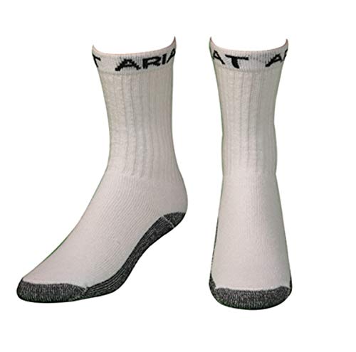 ARIAT A2503805-L Mens Work Boot Crew Sock44; White - Large - Pack of 3