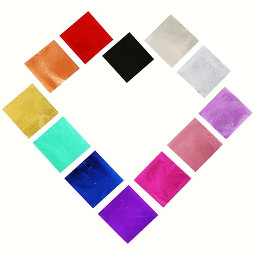 KINNO Gold Leaf Sheets 12 Colors 120 PCS Foil Papers, 3.15 by 3.35 Inches