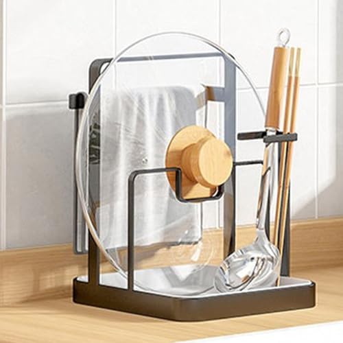 Support de couvercle de casserole avec plateau d'égouttement amovible et base robuste - 8