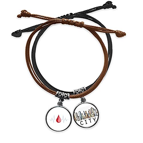 Bracelet dessin créatif électrocardiogramme ajustable en cuir