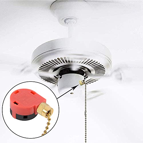 Image of 3 Speed Ceiling Fan Control Switch, 4 Wire Pull Chain Switch ZE-268S1 Replacement Fans Accessories Switch Appliances Compatible with Hunter Ceiling Fan Lights (Brass Pull Chain)
